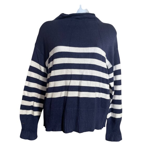 Truth By Republic Sweater Womens  XS  Viscose Blend Striped Navy Blue White - Picture 1 of 6